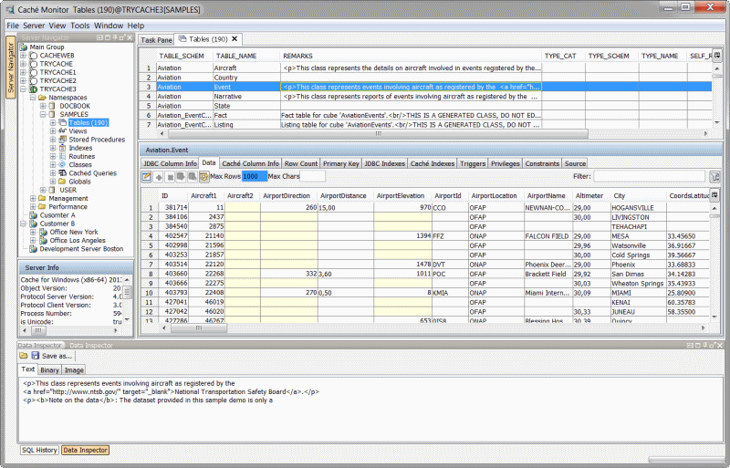 Cache Monitor is a development tool designed for InterSystems database Cache